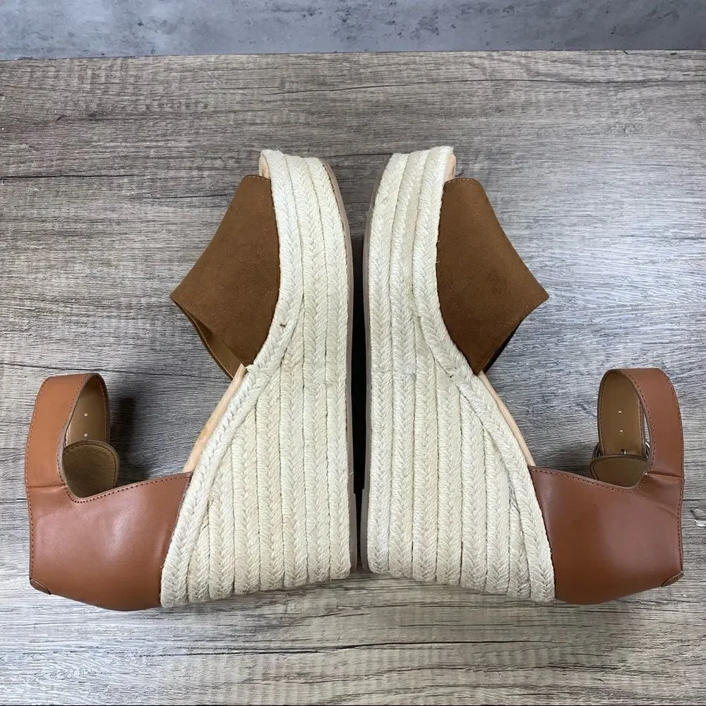 ‎Nine West~”Adell8” Women’s Brown Jute Wedge Heel Sandal~Size 10M~NWOT